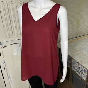 Japna Red High Low Lace Up Back Camisole Top Size Small